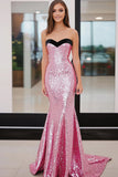 Sparkly Pink Sweetheart paillettes sirena abito lungo da ballo