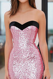Sparkly Pink Sweetheart paillettes sirena abito lungo da ballo