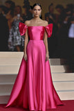 Elegante fucsia A Line Off The Shoulder Gala Dress