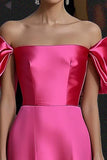 Elegante fucsia A Line Off The Shoulder Gala Dress