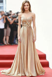 Champagne metallizzato Sweetheart A Line Gala Dress