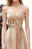Champagne metallizzato Sweetheart A Line Gala Dress