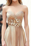 Champagne metallizzato Sweetheart A Line Gala Dress