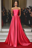 Abito da gala senza spalline in raso Watermelon A Line
