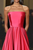 Abito da gala senza spalline in raso Watermelon A Line