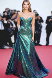 Scintillante Verde Scuro A Line Sweetheart Gala Dress