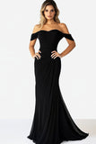 Semplice guaina lunga nera Off The Shoulder Abito formale