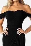 Semplice guaina lunga nera Off The Shoulder Abito formale