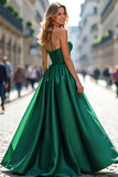 Elegante Verde Scuro Sweetheart Abito Lungo A Line Prom