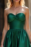 Elegante Verde Scuro Sweetheart Abito Lungo A Line Prom
