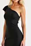 Guaina elegante abito da ballo lungo in chiffon nero con fessura