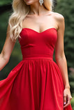 Rosso A Line Sweetheart Chiffon Abito Lungo Prom