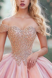 Blush Off la spalla in rilievo Organza Principessa Quinceanera Dress
