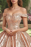 Blush Off the Shoulder Abito da principessa Quinceanera in raso con applicazioni
