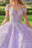 Principessa Lilla Ball Gown Off the Spalla Tulle Quinceanera Dress con Appliques