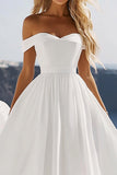 Chiffon Bianco Off The Shoulder A Line Abito Da Laurea
