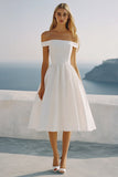 Off The Shoulder Bianco A Line Graduation Dress