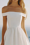 Off The Shoulder Bianco A Line Graduation Dress
