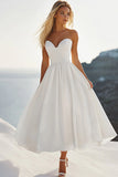 Bianco Sweetheart A Line Abito Di Laurea