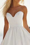 Bianco Sweetheart A Line Abito Di Laurea