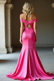 Semplice Off The Shoulder Mermaid Abito da ballo lungo fucsia