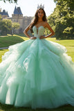 Sparkly Mint Sweetheart arruffato Quinceanera Dress