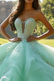 Sparkly Mint Sweetheart arruffato Quinceanera Dress