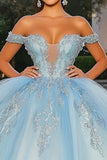 Principessa Sky Blue Off The Shoulder Quinceanera Dress