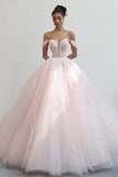 Principessa Rosa Ball Gown Off la spalla tulle Quinceanera Dress con applicazioni