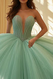 Menta Sweetheart Tulle Pizzo Quinceanera Vestito