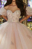 Rosa Off The Shoulder Ball Gown Appliqued Tulle Quinceanera Dress