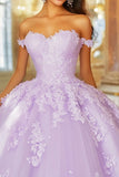 Abito da ballo lilla con spalla applicata Quinceanera Dress