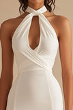 Halter Neck Tubino Tagliato Satin Tubino Bianco