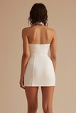 Halter Neck Tubino Tagliato Satin Tubino Bianco