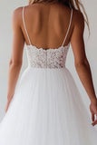 Pizzo Bianco Tulle A Line Tea Lunghezza Abito Laurea