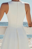A Line White Satin Abito da laurea al ginocchio