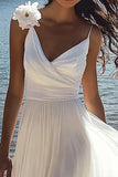 Bianco A Line Spaghetti Straps Abito di laurea