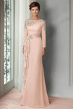 Blush Pizzo Guaina Madre Del Vestito Da Sposa Con Maniche Lunghe