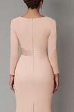 Blush Pizzo Guaina Madre Del Vestito Da Sposa Con Maniche Lunghe