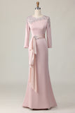 Blush Pizzo Guaina Madre Del Vestito Da Sposa Con Maniche Lunghe