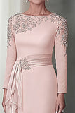 Blush Pizzo Guaina Madre Del Vestito Da Sposa Con Maniche Lunghe