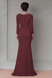 Blush Pizzo Guaina Madre Del Vestito Da Sposa Con Maniche Lunghe