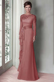 Blush Pizzo Guaina Madre Del Vestito Da Sposa Con Maniche Lunghe