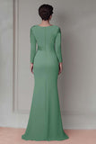 Blush Pizzo Guaina Madre Del Vestito Da Sposa Con Maniche Lunghe
