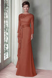 Blush Pizzo Guaina Madre Del Vestito Da Sposa Con Maniche Lunghe