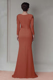 Blush Pizzo Guaina Madre Del Vestito Da Sposa Con Maniche Lunghe