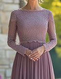 Cravatta nera Vintage malva colonna scoop chiffon lungo madre dell'abito da sposa con appliques in pizzo