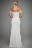 Off The Shoulder avorio sirena abito da sposa lungo con fessura