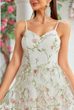A Line Avorio Fiore Spaghetti Straps Ricamo Abito da sposa lungo