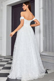 Off The Shoulder A Line Ivory Sweetheart Abito da sposa lungo